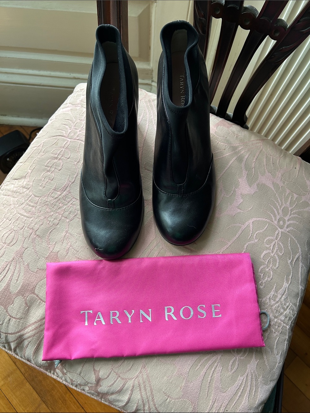 Taryn Rose Black Leather Ankle Booties